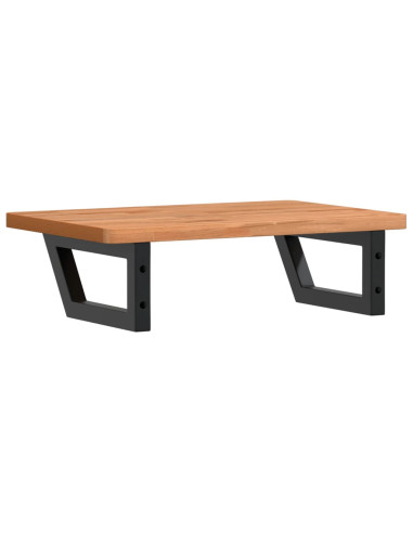 Ripiano a Parete per Lavabo in Acciaio e Massello di Faggio