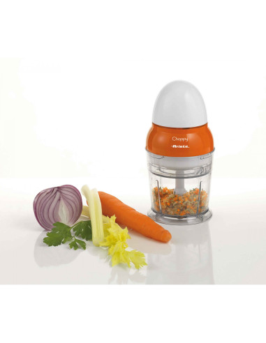 Ariete 1836 Choppy - Tritatutto con lame in Acciaio Inox - si avvia premendo il coperchio - 250 ml - 160 Watt - Arancione