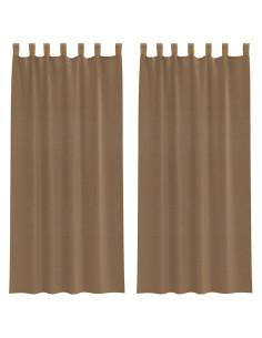 Tende in Voile con Passanti 2 pz Marrone Chiaro 140x245 cm