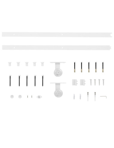 Kit Accessori per Porta Scorrevole 200 cm in Acciaio Bianco