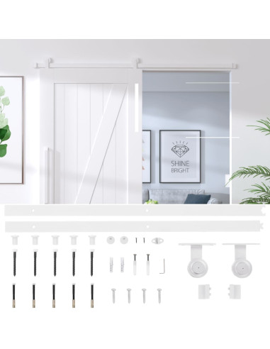 Kit Accessori per Porta Scorrevole 200 cm in Acciaio Bianco