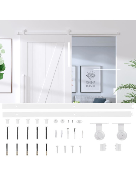 Kit Accessori per Porta Scorrevole 200 cm in Acciaio Bianco