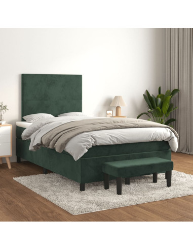 Giroletto a Molle con Materasso Verde Scuro 120x190 cm Velluto