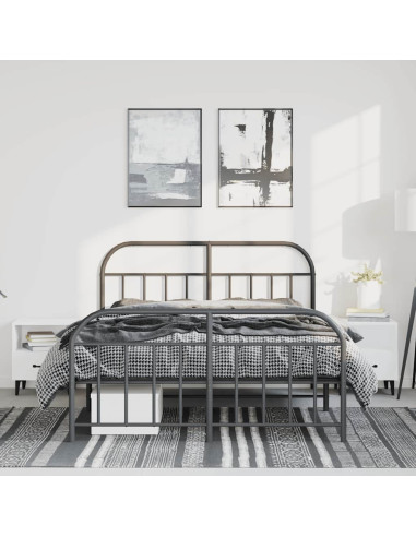 Giroletto con Testiera e Pediera Metallo Nero 150x200 cm