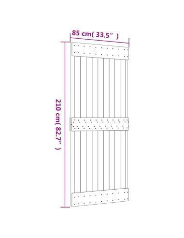 Porta Scorrevole con Set Hardware 85x210 cm Legno Massello Pino