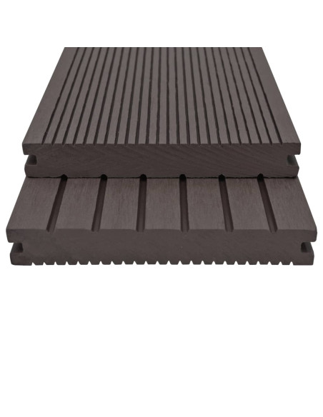 Pavimento Esterni WPC Pieno Accessori 30m² 2,2m Marrone Scuro