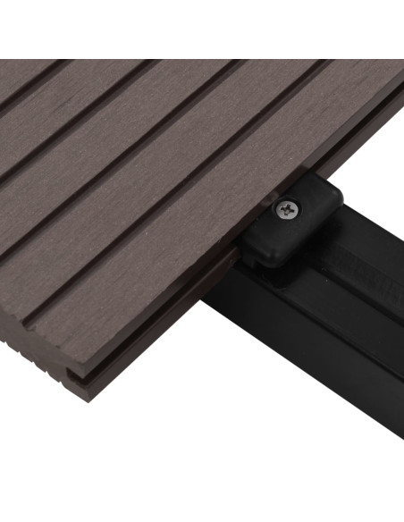 Pavimento Esterni WPC Pieno Accessori 30m² 2,2m Marrone Scuro