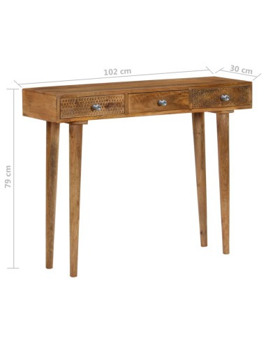 Tavolo Consolle in Legno Massello di Mango 102x30x79 cm