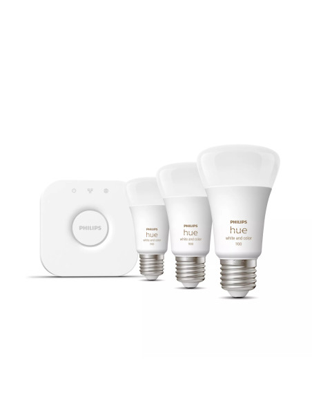 Philips Hue White and Color ambiance Starter Kit Bridge + 3 Lampadine Smart E27 75W