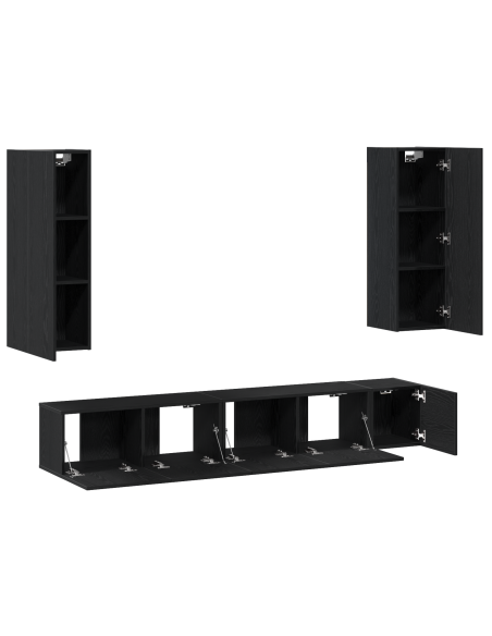 Set di mobili per TV da 5 pezzi in rovere nero legno ingegnerizzato