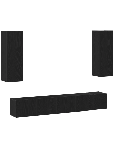 Set di mobili per TV da 5 pezzi in rovere nero legno ingegnerizzato