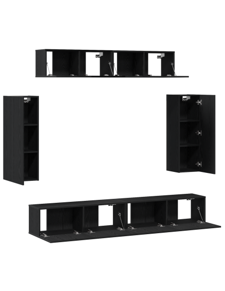 Set di 6 mobili per TV - Legno ingegnerizzato con finitura legno vecchio