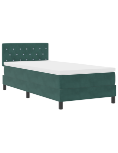 Letto a molle con materasso Verde Scuro 90 x 200 cm Velluto 2