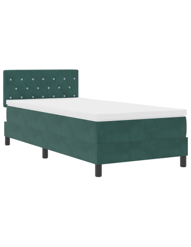 Letto a molle con materasso Verde Scuro 90 x 200 cm Velluto