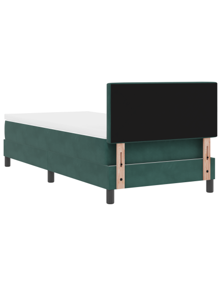 Letto Box Spring con Materasso Verde Scuro 90x200 cm Velluto