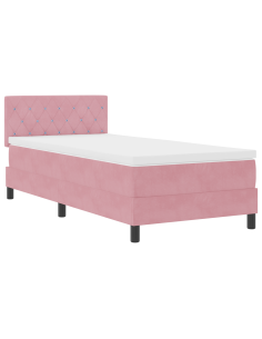 Letto a molle con materasso Rosa 100 x 200 cm Velluto 2