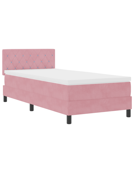 Letto Box Spring con Materasso Rosa 100x200 cm Velluto