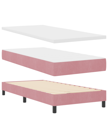 Letto Box Spring con Materasso Rosa 100x200 cm Velluto
