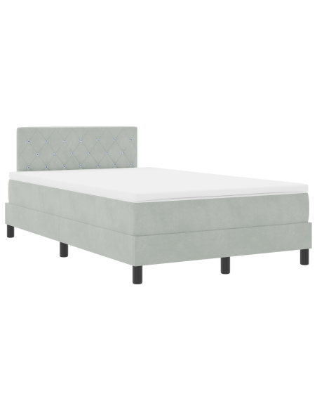 Letto a Molle con Materasso Grigio Chiaro Piccolo Doppio Velluto