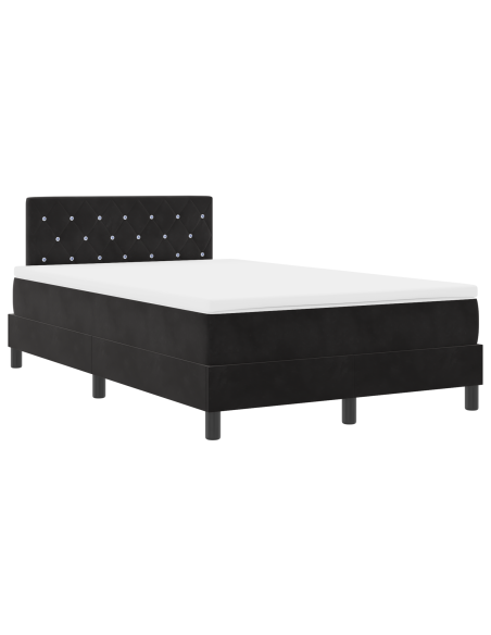 Letto con Box Spring e Materasso Nero Piccolo Doppio Velluto