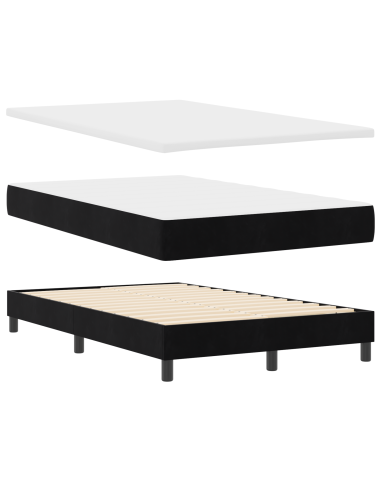 Letto a molle con materasso Nero 120 x 190 cm Velluto