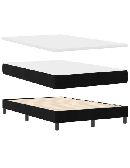 Letto con Box Spring e Materasso Nero Piccolo Doppio Velluto