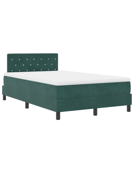 Letto Box Spring con Materasso Verde Scuro Piccolo Doppio Velluto