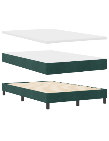 Letto a molle con materasso Verde Scuro 120 x 190 cm Velluto