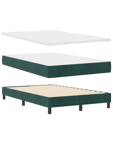 Letto Box Spring con Materasso Verde Scuro Piccolo Doppio Velluto