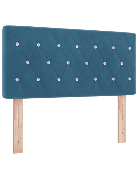 Letto a molle con materasso Blu Scuro 120 x 190 cm Velluto