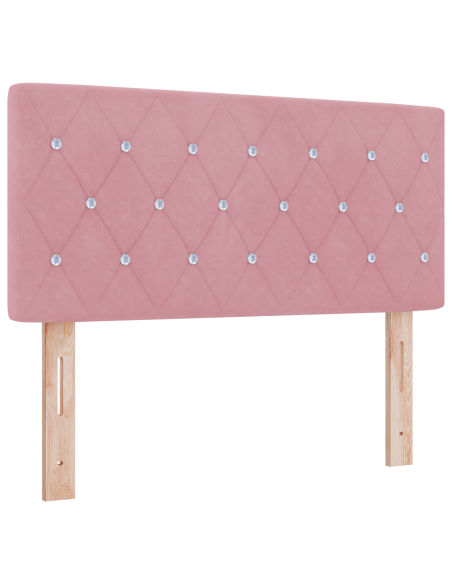 Letto Box Spring con Materasso Rosa Piccolo Doppio in Velluto