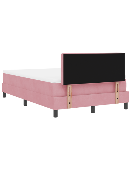 Letto Box Spring con Materasso Rosa Piccolo Doppio in Velluto