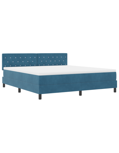Letto a molle con materasso Blu Scuro 180 x 200 cm Velluto