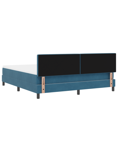 Letto a Contenitore con Materasso Blu Scuro Super King in Velluto