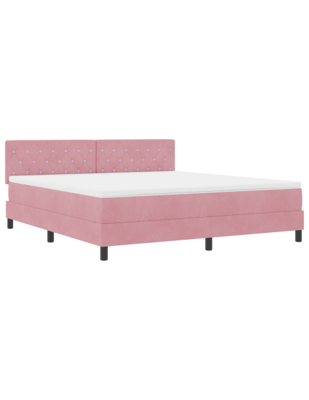 Letto a molle con materasso Rosa 180 x 200 cm Velluto