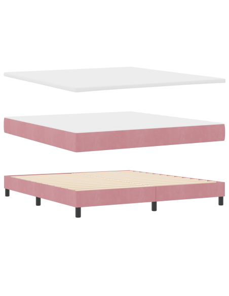 Letto a molle con materasso Rosa 180 x 200 cm Velluto