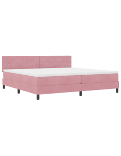 Letto a molle con materasso Rosa 200 x 200 cm Velluto 2