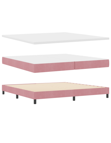 Letto a molle con materasso Rosa 200 x 200 cm Velluto