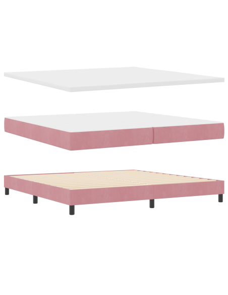 Letto a molle con materasso Rosa 200 x 200 cm Velluto