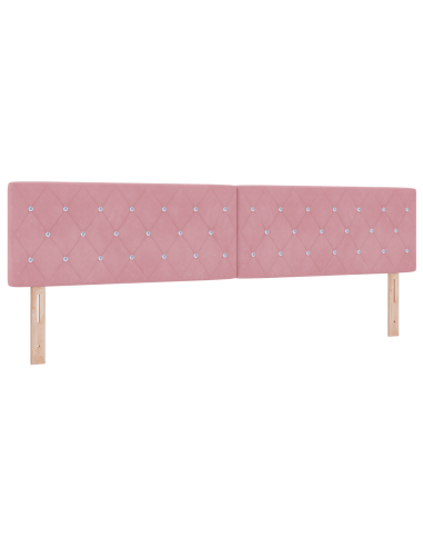 Letto a molle con materasso Rosa 200 x 200 cm Velluto