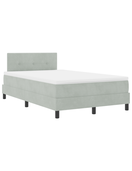 Letto Box Spring con Materasso Grigio Chiaro Matrimoniale Piccolo in Velluto