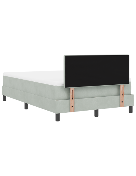Letto Box Spring con Materasso Grigio Chiaro Matrimoniale Piccolo in Velluto