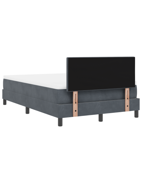 Letto a Box con Materasso Grigio Scuro Piccolo Doppio in Velluto