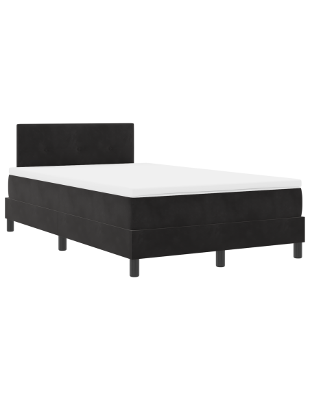 Letto Box Spring e Materasso Nero Piccolo Doppio in Velluto