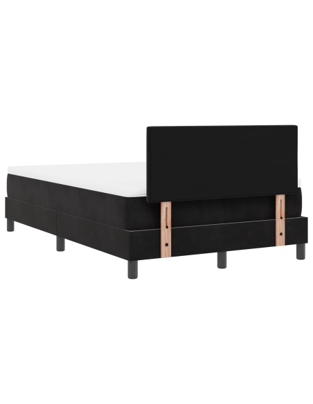 Letto Box Spring e Materasso Nero Piccolo Doppio in Velluto