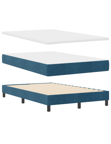 Letto a molle con materasso Blu Scuro 120 x 200 cm Velluto
