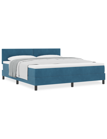 Letto a Molle Box Spring con Materasso Blu Scuro Super King Velluto