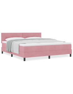Letto a molle con materasso Rosa 180 x 200 cm Velluto 2