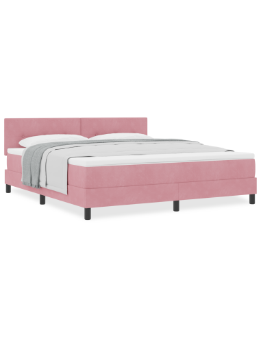 Letto a molle con materasso Rosa 180 x 200 cm Velluto