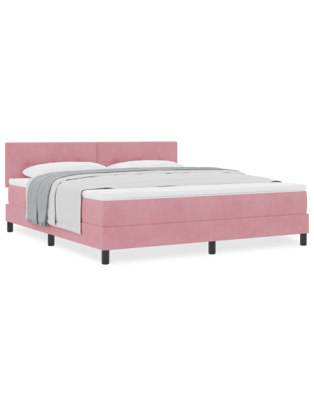 Letto a molle con materasso Rosa 180 x 200 cm Velluto